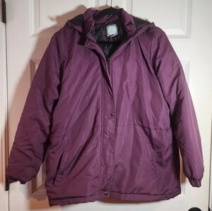 Totes Purple Hooded Winter Jacket Zip Up Large Has Stains As Pictured